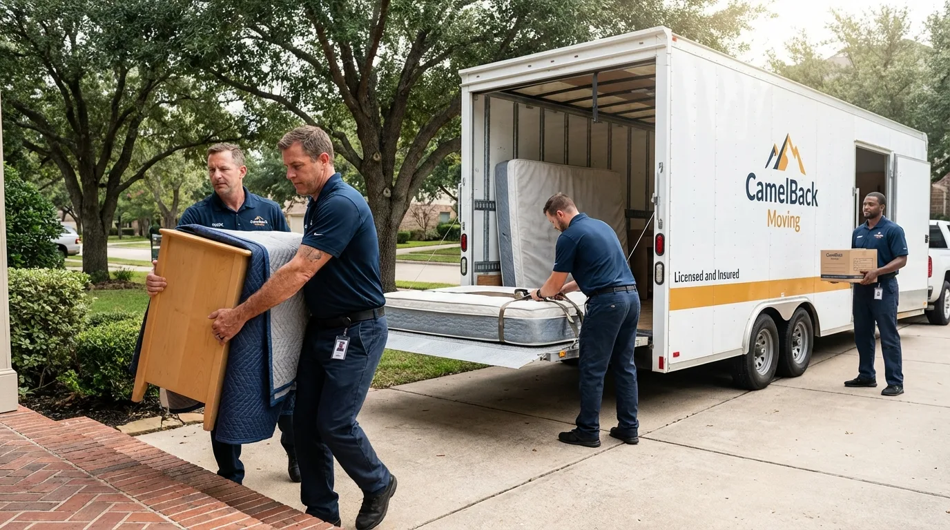 Crew loading residential truck for cross-state move from Fayetteville, TN